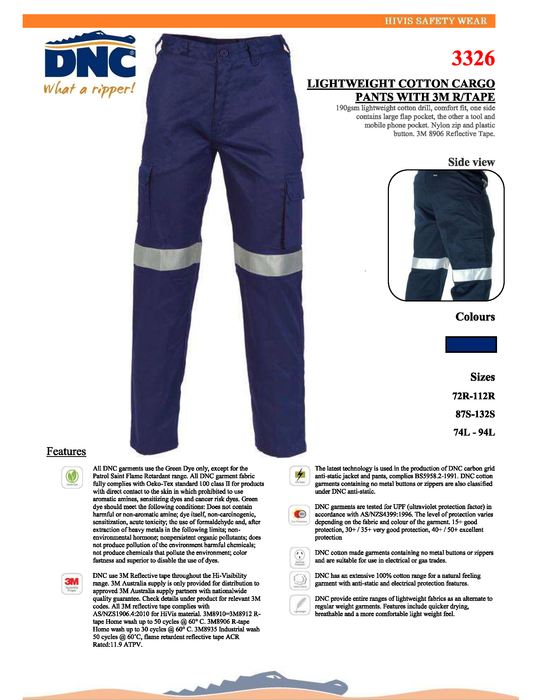 DNC 3326 L/W Cargo Pants w/Tape