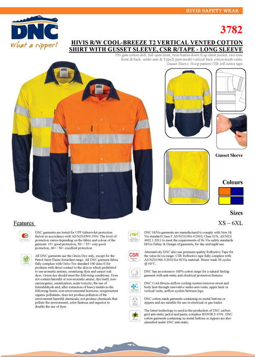 DNC 3782 HiVis R/W CTN Shirt G-Tape L/S
