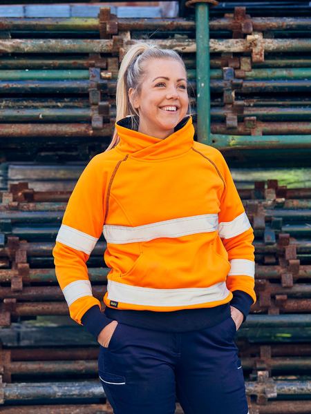 Bisley BKL6818T Womens L/S Taped Hi Vis Fleece Jumper