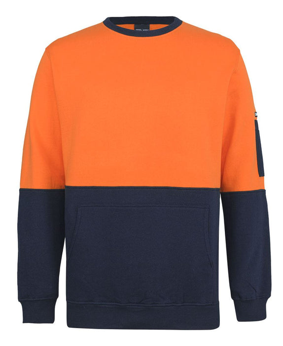 JB's 6HVCM Hi Vis 310gsm COTTON Crew Neck Fleece Jumper