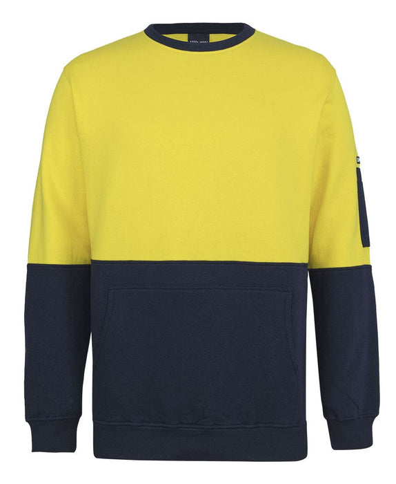 JB's 6HVCM Hi Vis 310gsm COTTON Crew Neck Fleece Jumper