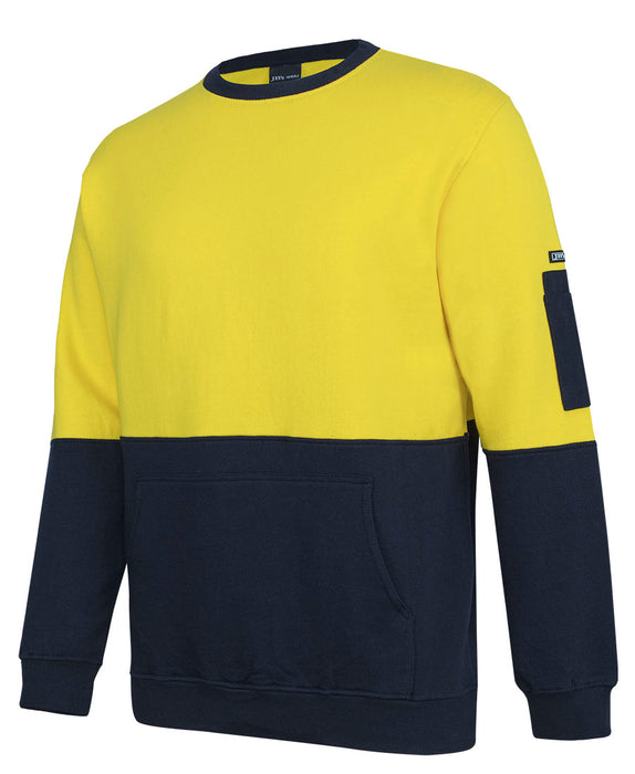 JB's 6HVCM Hi Vis 310gsm COTTON Crew Neck Fleece Jumper