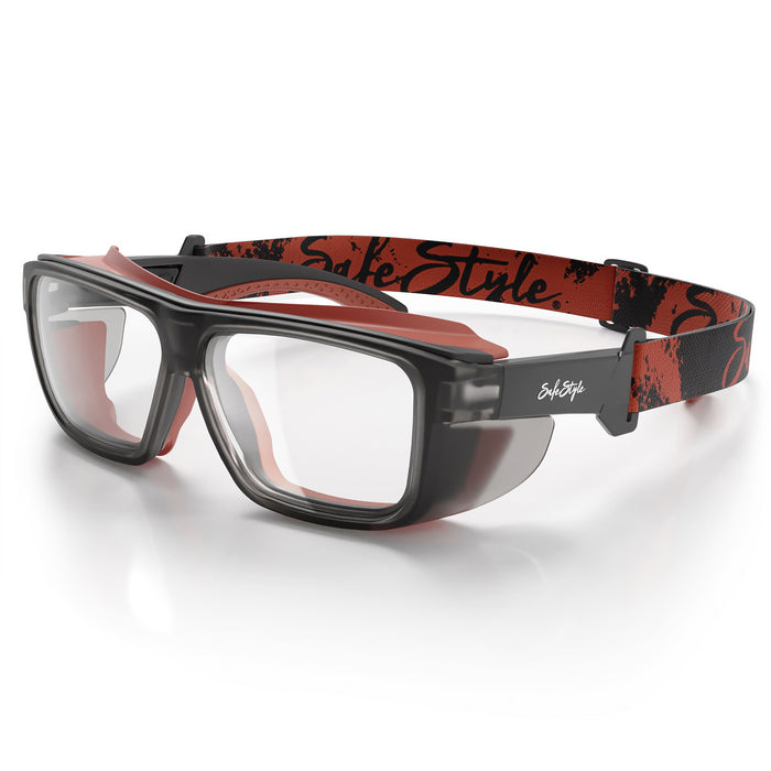 SafeStyle® Converts Matte Graphite/Red Frame Clear Lens