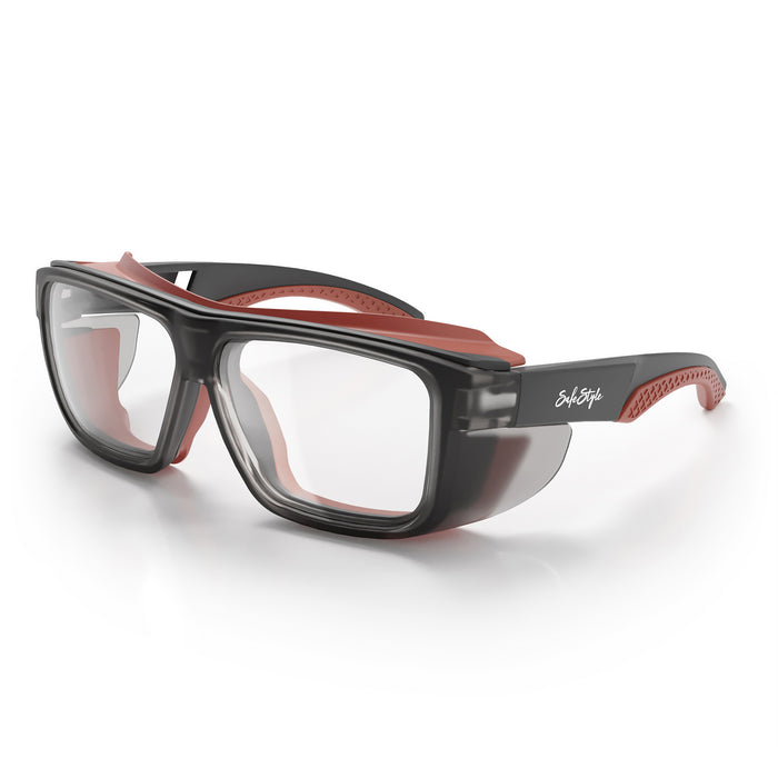 SafeStyle® Converts Matte Graphite/Red Frame Clear Lens
