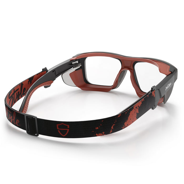SafeStyle® Converts Matte Graphite/Red Frame Clear Lens