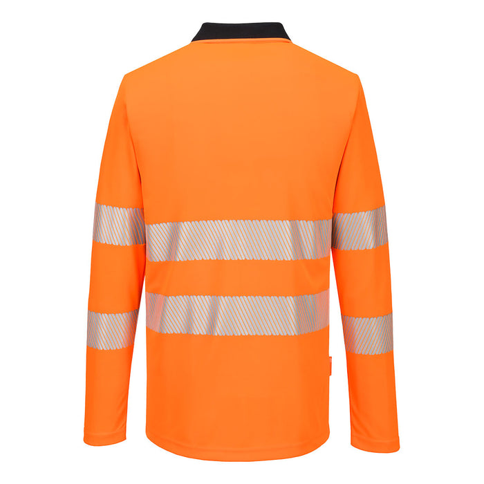 Portwest DX419 Hi Vis Taped - Long Sleeve Zip Neck Polo