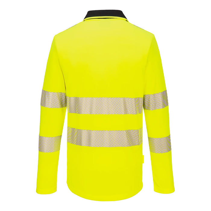 Portwest DX419 Hi Vis Taped - Long Sleeve Zip Neck Polo