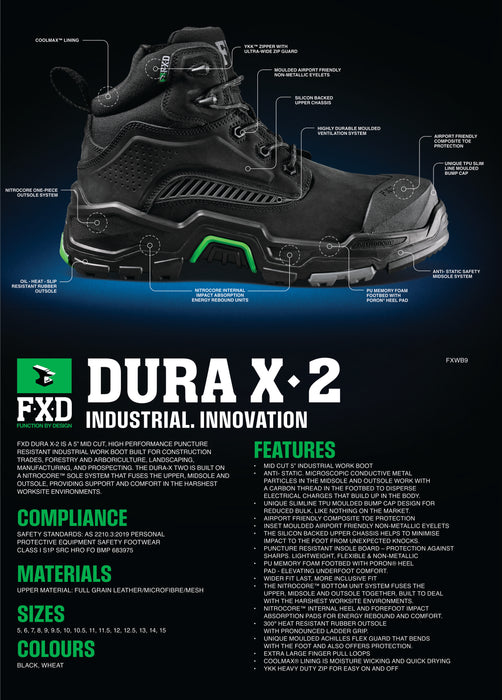 FXD DURA-X2 Mid Cut - Puncture Resist Work Boot