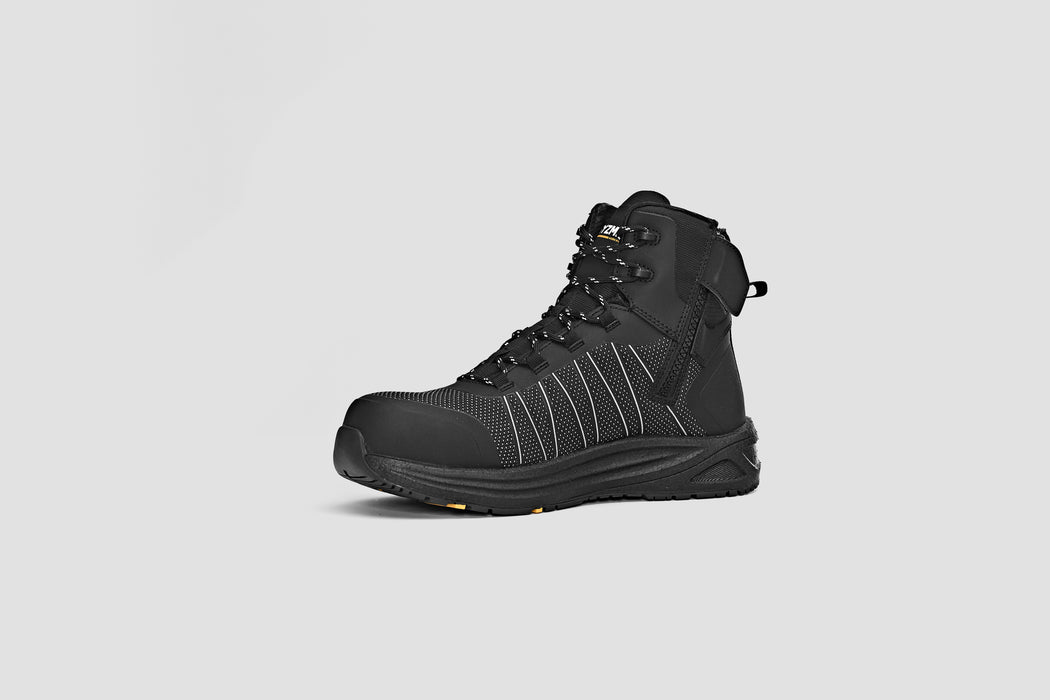 Syzmik ZFL502 UltraLite Mid Cut Zip Black Reflective