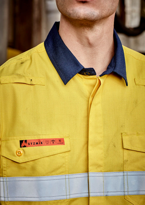 Syzmik ZW180 Mens Flame Resist Lightweight Ripstop Spliced Shirt - Hoop Taped