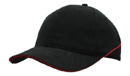Headwear 4103 Brushed Heavy Cotton Cap With Crown Piping And Sandwich, headwear, hats, caps and beanies at National Workwear Gold Coast Australia