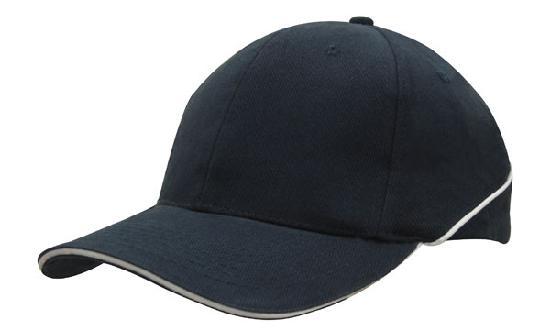 Headwear 4103 Brushed Heavy Cotton Cap With Crown Piping And Sandwich, headwear, hats, caps and beanies at National Workwear Gold Coast Australia