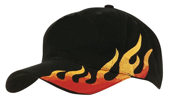 Headwear 4226 Brushed Heavy Cotton Cap With Flame Embroidery