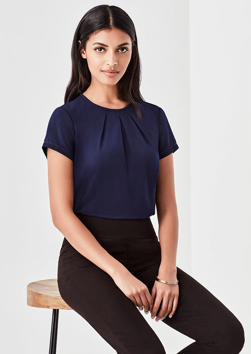Biz Corporates 44412 Blaise Ladies Pleated Boat Neck Top, corporate workwear and uniforms at National Workwear Gold Coast Australia
