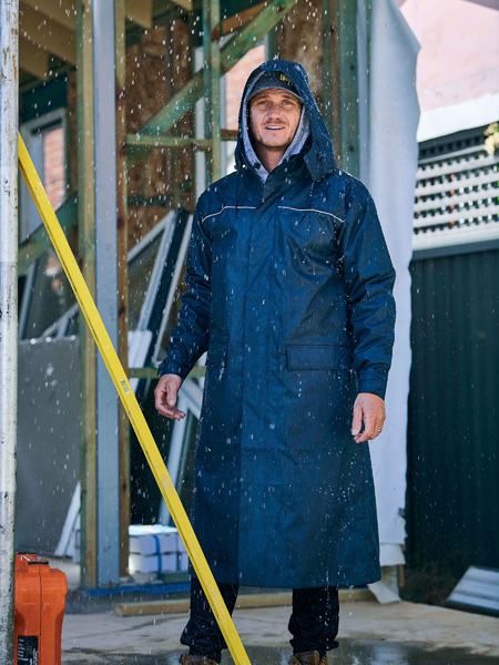 Bisley BJ6962 Long Rain Coat, high quality affordable tradie workwear at National Workwear Gold Coast Australia