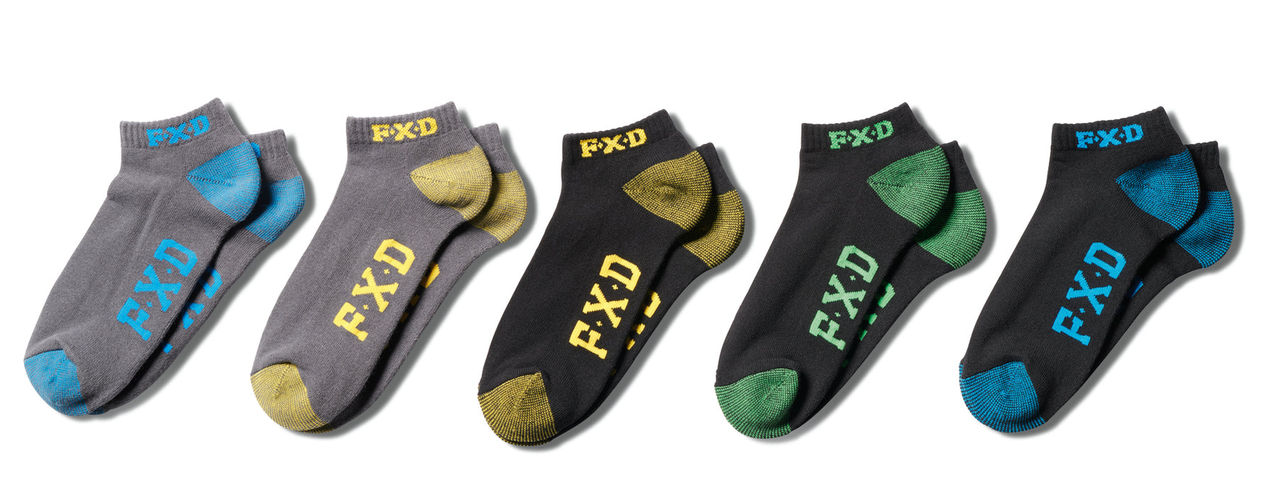 FXD Workwear SK-3 Assorted Ankle Socks 5 Pack at National Workwear Gold Coast Australia.