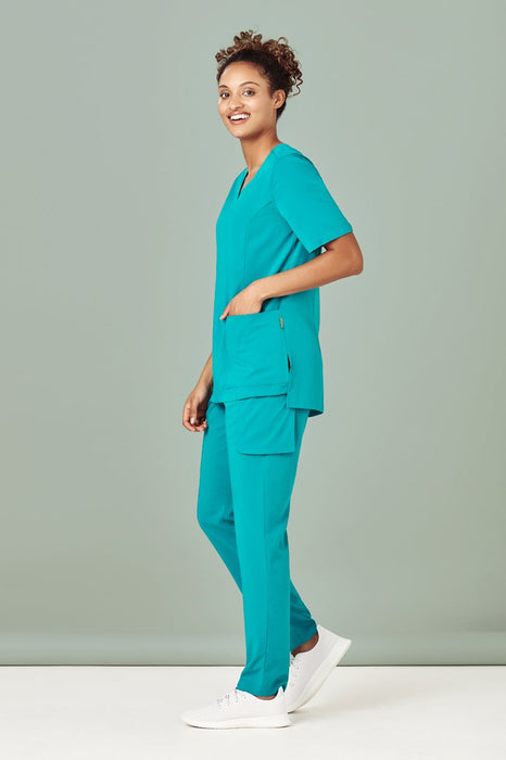 Biz Care CST942LS Ladies Avery Poly Elastane Stretch Fitted Round Neck Scrub Top, high quality affordable scrubs and healthcare uniforms at National Workwear Gold Coast Australia